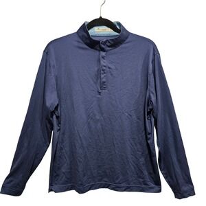 Peter Millar Pullover Shirt‎ Men's Size Medium Blue Featherweight Long Sleeve